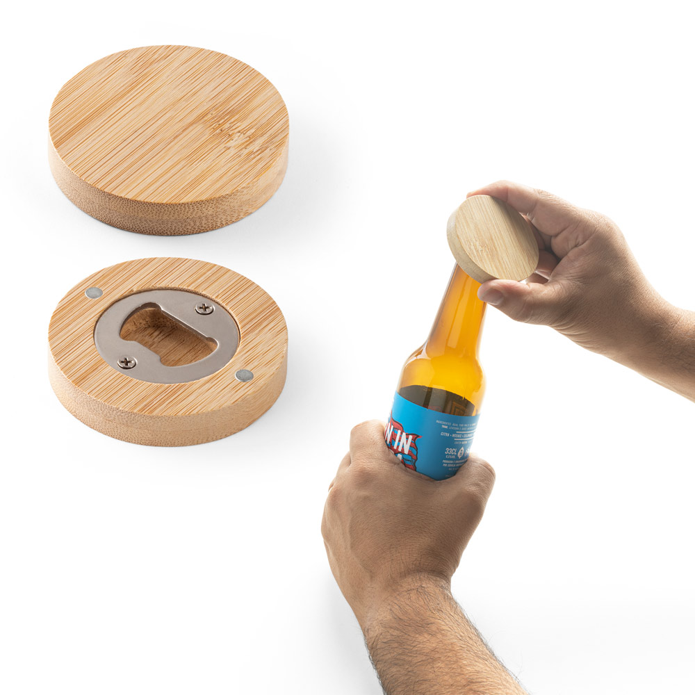 Porta copos personalizado em bambu com descapsulador